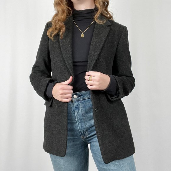 J.Crew Wool Peacoat Blazer Jacket Trench Coat Long Capsule Collection Preppy - Picture 2 of 6